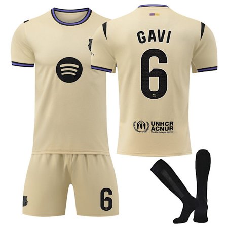 25-26 FC Barcelona Vieras pelipaita NO.6 GAVI Setit Lapset Aikuiset Jalkapallovarusteet Sukkien kanssa