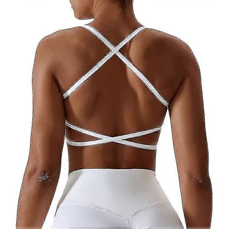 Träningssport-bh för kvinnor, rygglös sport-bh, push-up-bh, crossback sport-bh, utan bygel för yoga, gym