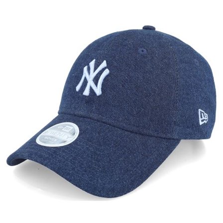 New Era - MLB Blå unconstructed Keps - New York Yankees Womens Denim 9TWENTY Navy/Pale Blue Dad Cap @ Hatstore