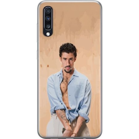 Kompatibelt Mobildeksel til Samsung Galaxy A70 Bad Bunny Super Bowl-inspirert grafikk med NFL-trofé og San Francisco-bro i sportdesign