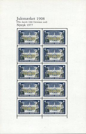 Danmark 1977 - Julemærkeark 1908 - Nytryk - Postfrisk