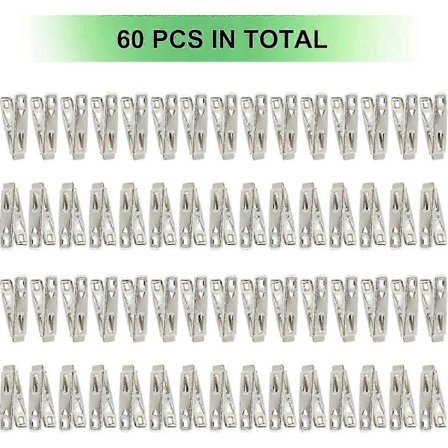 60 stk Klesklyper i rustfritt stål Metall Klesklyper med oppbevaringsboks