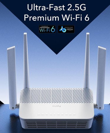 Cudy WR3000H 2.5Gbit Mesh Router AX3000, Mesh WiFi router/AP/OpenVPN/WireGuard, MU-MIMO, WPA3, WiFi 6