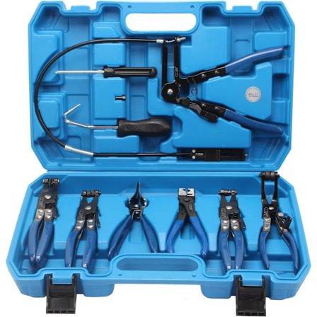 9 stk slangeklemmetang, assortert eske