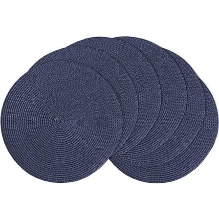 Runde bordskånere, sæt med 6, 38 cm i diameter, vævede varmebestandige, vaskbare bordskånere til hjemmekøkken, spisebord, udendørs, fest, marineblå