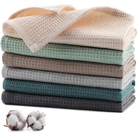 Disktrasor Bomull 6-pakning Kjøkkenkluter 35 x 35 cm Myke Kjøkkenhåndklær Absorberende Vaffelkluter Tykke SZRH A-F 5 5