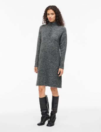Vila Vinynni Highneck L/S Knit Dress/Bfs - Grey - XXL