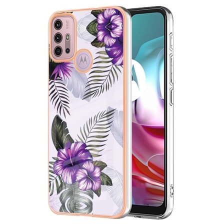 Marmormotiv Motorola Moto G10 / Motorola Moto G20 / Motorola Moto G30 skal - Lila Blommor