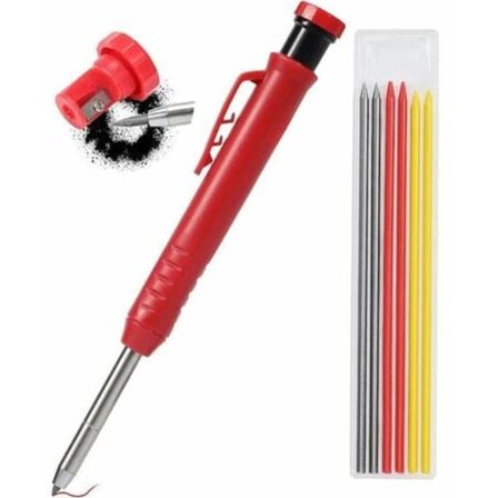 Vahva puusepän kynä teroittimella, rakennustyömaan kynä puuntyöstötyökalut 6 kpl lyijykynät, merkintätyökalu C