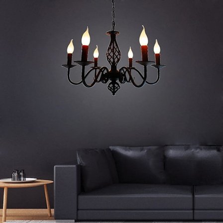 6-armet 36 cm Lysestagestil Lysekrone Metal Lysestagestil