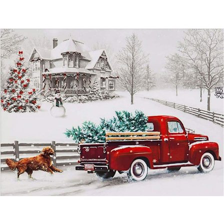 Diamantmålning Borr Kit Jul Lastbil Broderi Korsstygn