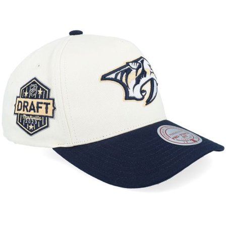 Mitchell & Ness - NHL Beige adjustable Keps - Hatstore Exclusive x Nashville Predators Pro Crown Sand/Navy A-frame Adjustable @ Hatstore