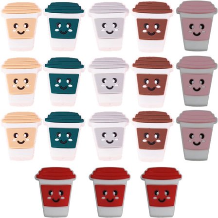 18 stk tegneserie kaffekop perler Silikone print perler flade perler