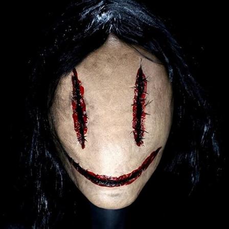 Skummel Halloween-maske med hår, skummel sydd spøkelses-cosplay Ma