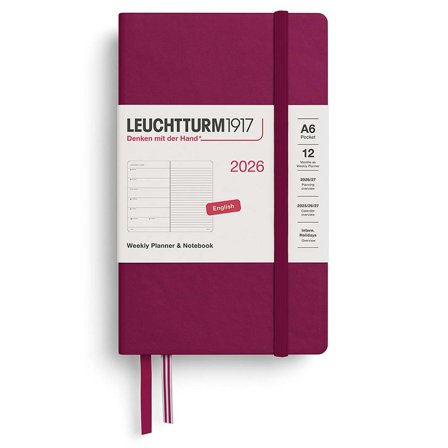 Planner Weekly Planner & Notebook 2026 A6 Port Red