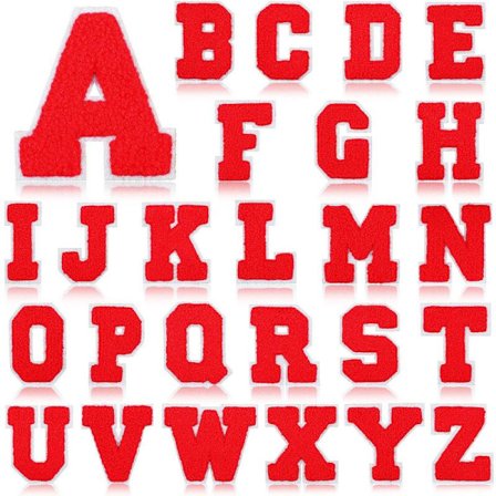 26 røde bogstaver strygemærker broderede mærker til at sy på b