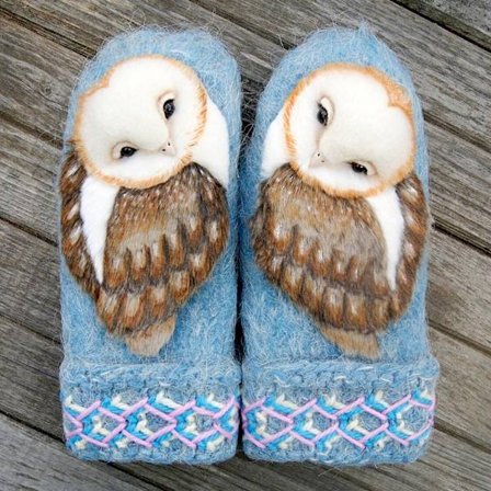 Ugglavantar Ullstickade handskar, vinterhandskar för kvinnor tjejer