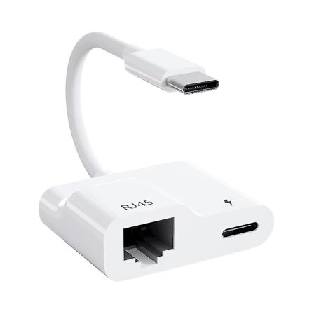 USB-C till Ethernet-adapter, USB Typ-C till RJ45 Gigabit Ethernet LAN-adapter med PD 60W laddare, för