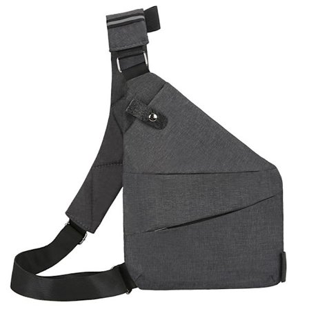 Lille Sling Taske Pung Tyverisikret Skuldertaske Herre Dame Crossbody Taske grå gray Venstre Side