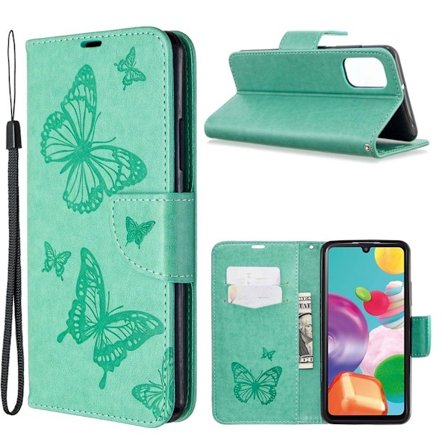 Butterfly läder Samsung Galaxy A41 fodral - Grön