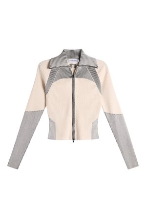 J.Lindeberg - Terri Contrast Rib Zip Sweater - Fashion - Grey - Women - S