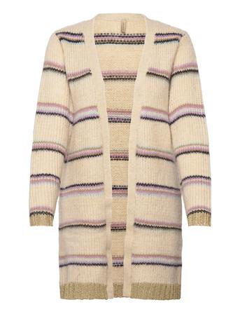 Sc-Berta Stickad Tröja Cardigan Beige Soyaconcept