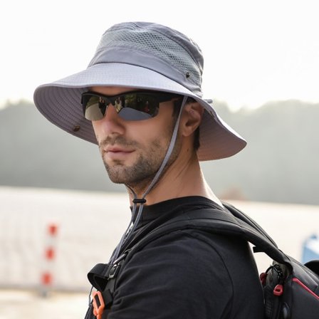Solhatt herre UV-beskyttelse safarihatt sommer utendørs fiskehatt c
