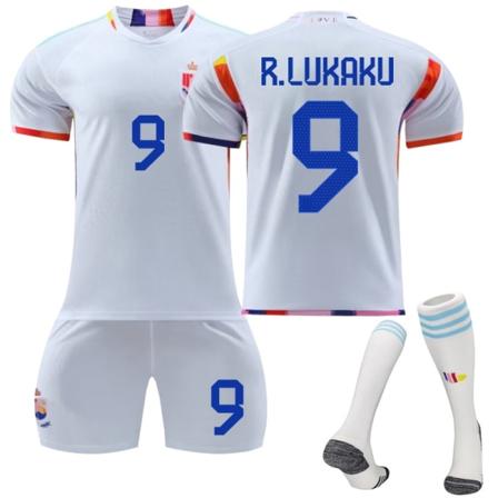 Qatar 2022 VM Belgien R Lukaku #9 tröja fotboll herr T-shirts set barn ungdom-WELLNGS Kids 20(110-120cm)