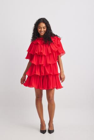 Enya x NA-KD Robe mini à volants - Robes à volants - Rouge - EU 34