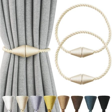 2-pakning Beige Magnetiske Gardinholdere Tau Moderne Håndlagde Gardinbånd Dekorative Draperinger Vev Holder for Vindusdekor