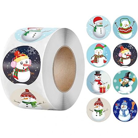 /EA/&Wabjtam Joulutarrat, 500 kpl 1,5 cm Hyvää Joulua -tarrat 6 Lumimieskuviolla, Pyöreät Itsekiinnittyvät Sinetit&