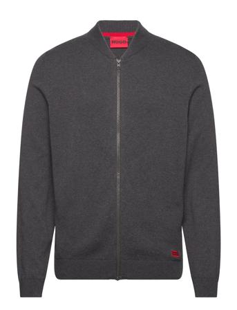 San Jaque-C Knitwear Full Zip Jumpers Grå HUGO*Betinget Tilbud