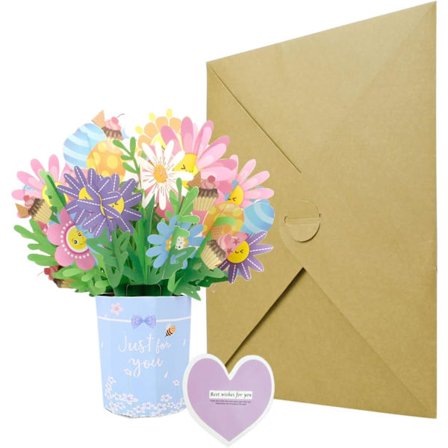 1 stk Blomst Pop Up Kort Bursdagskort Gavekort 3D Fold