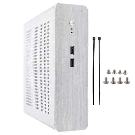 G60S HTPC Kotelo Täysi Alumiini DCATX Virtalähde MiniITX Kotelo Pöytätietokoneelle (Hopea USB2.0)