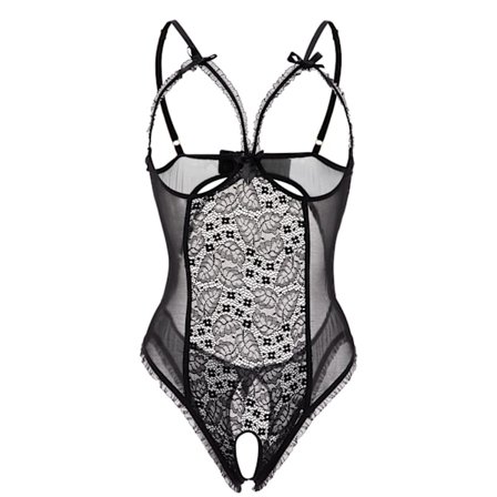 Tætsiddende bodysuit sexet dragt gennemsigtig rygfri pyjamas