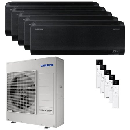 Condizionatore Samsung Windfree Black penta split 9000+9000+12000+12000+12000 BTU inverter A++ wifi unità esterna 10 kW