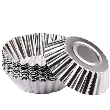 20 st mini quicheformar, äggformar, pajformar, non-stick och värmebeständiga återanvändbara muggar, för bakning av pajer, muffins och cupcakes, silver