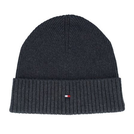 Tommy Hilfiger - Grau cuff Mütze - Th Flag Pima Cotton Beanie Charcoal Gray Cuff @ Hatstore