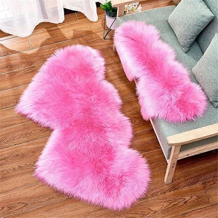 Hjärta hög-lugg matta Shaggy matta Fluffig fuskpälsmatta Mjuk och mysig matta Elegant dekorativ matta