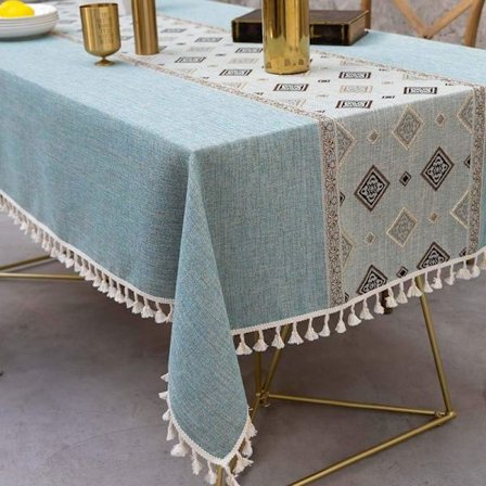 Höstdukar Bomullslinne Duk med fransar lantlig bordsduk Thanksgiving Jul bordsduk Rektangulärt bord