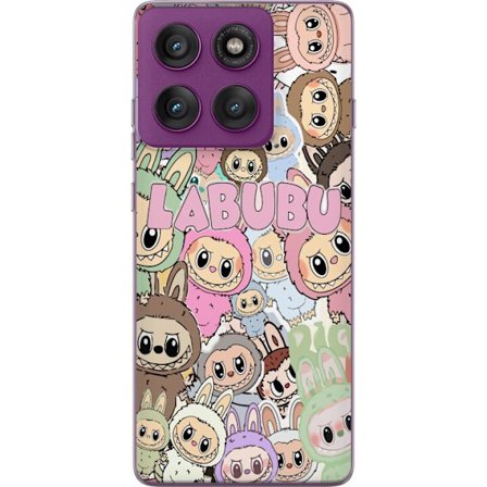 Yhteensopiva Puhelinkuori Motorola Edge 60 Pro Ruusunpunainen kawaii-kompositio, jossa on söpöjä piirrettyjä hahmoja ja pehmeitä muotoja