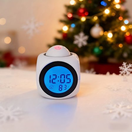LCD Digital Projektions Vækkeur, Sødt Kreativt Mini Ur, Tidsvæg Projektions Vækkeur, Smart Vækkeur med Timevise Stemmemeddelelser