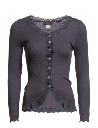 Silk Cardigan W/ Lace Strikket Trøje Cardigan Lilla Rosemunde