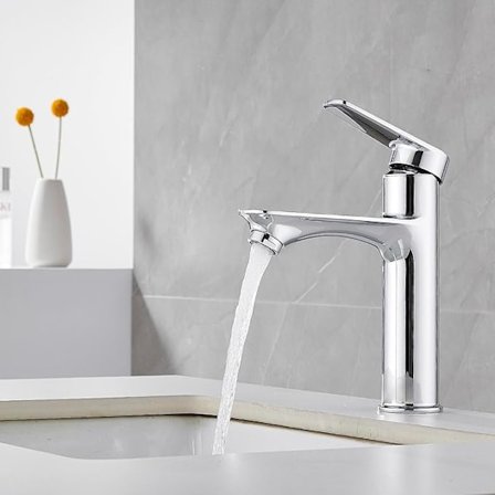 Blandare för diskho, ettgreppsblandare för badrum, tystgående keramiska tvättställsblandare, mässingskropp, krom