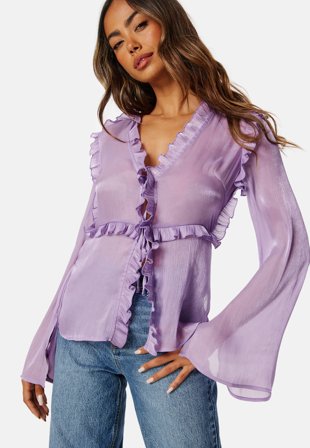 Madeleine Bitici X Bubbleroom Madeleine Sheer Blouse Lilac Klær