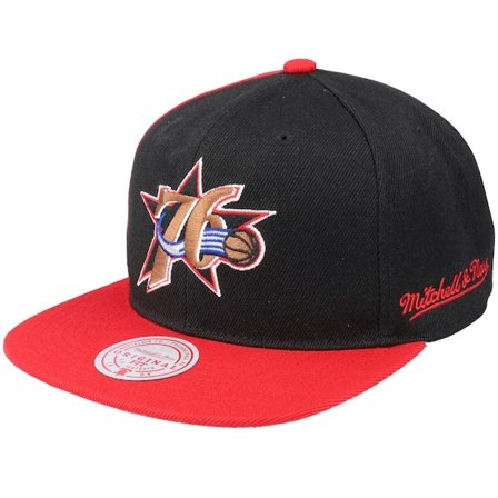 Mitchell & Ness - NBA - Black - snapback - Cap - Philadelphia 76ers Rear Script Deadstock Black/red Snapback - Hatstore