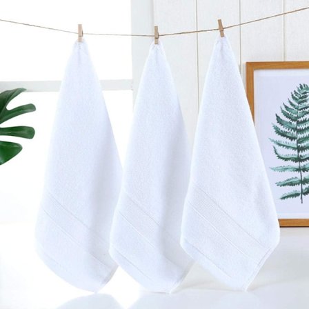 Premium Kvalitet Washcloth Set, Ren Bomull Tjock Mjuk Fyrkantig Handduk 3st-Vit_34*34, Ren Bomull Lockig Handduk Hög Kvalitet