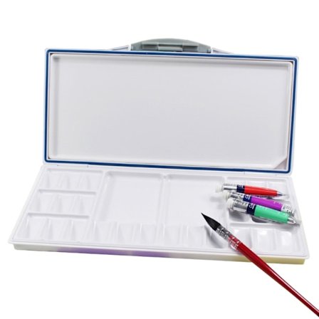 Praktisk sammenleggbar malingsbrett Akvarellpalett med 2 ekstra romslige blandeområder for kunstnere Malere Hobbyister