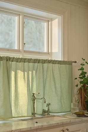 Jotex - Cafégordijn Linnen-mix Lichtgroen Lichtgroen - LINA - Koop Linnen gordijnen bij Jotex