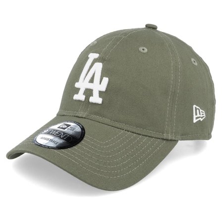 New Era - MLB Green unconstructed Czapka Z Daszkiem - Los Angeles Dodgers League Essential 9TWENTY Olive/White Dad Cap @ Hatstore